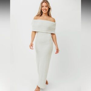 Chic Off-Shoulder Cream Dress